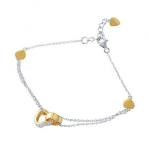 925 Sterling Silver Rhodium Plated Hearts Bracelet